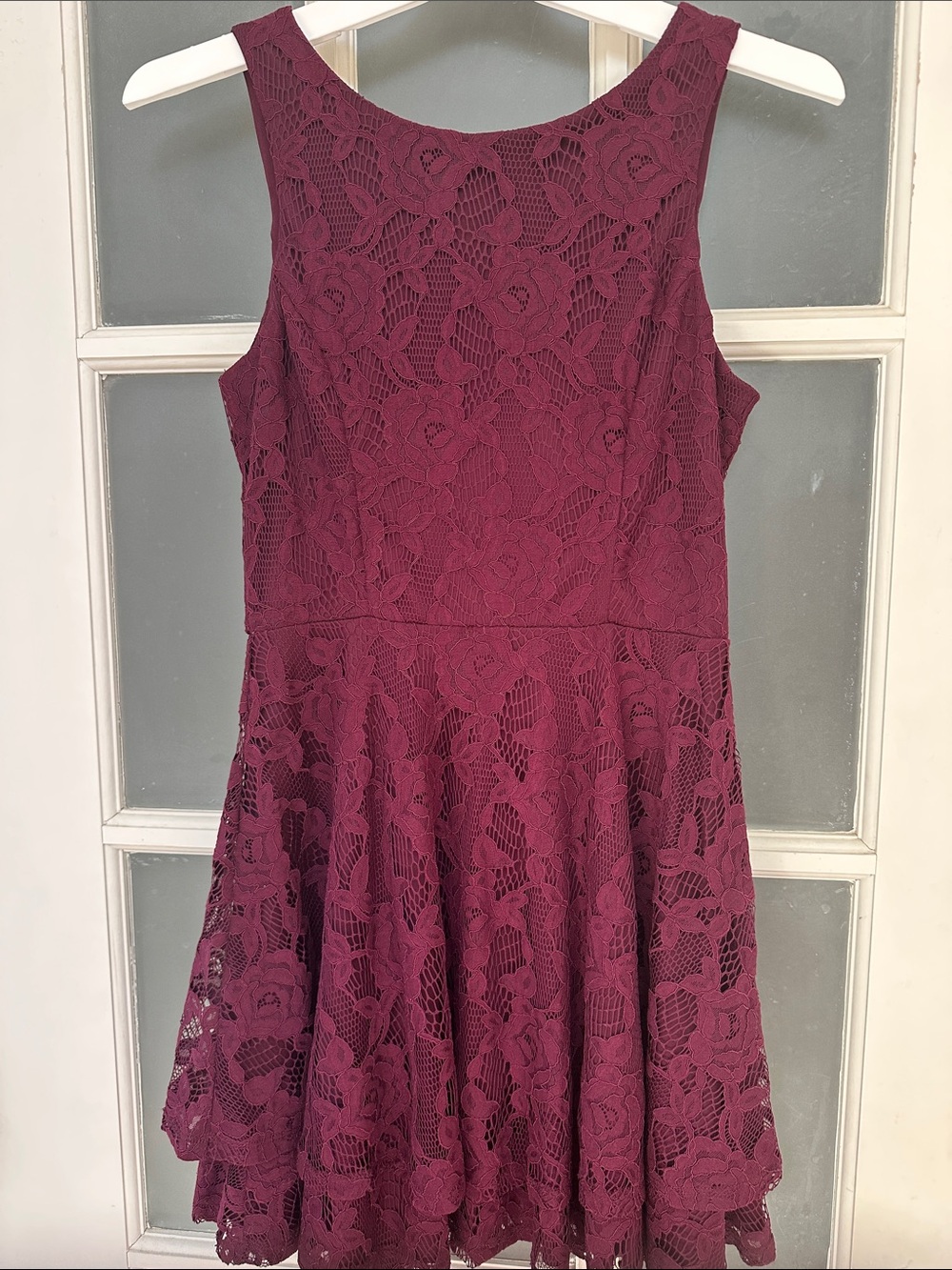 Speechless Burgundy Lace Fit-and-Flare Dress, sz 3